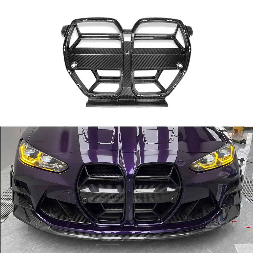 CSL Style for BMW M3 G80 M4 G82 Genuine Dry Carbon Fiber Front Bumper Grille Air Intake Grille Automotive Projector Grill Grille