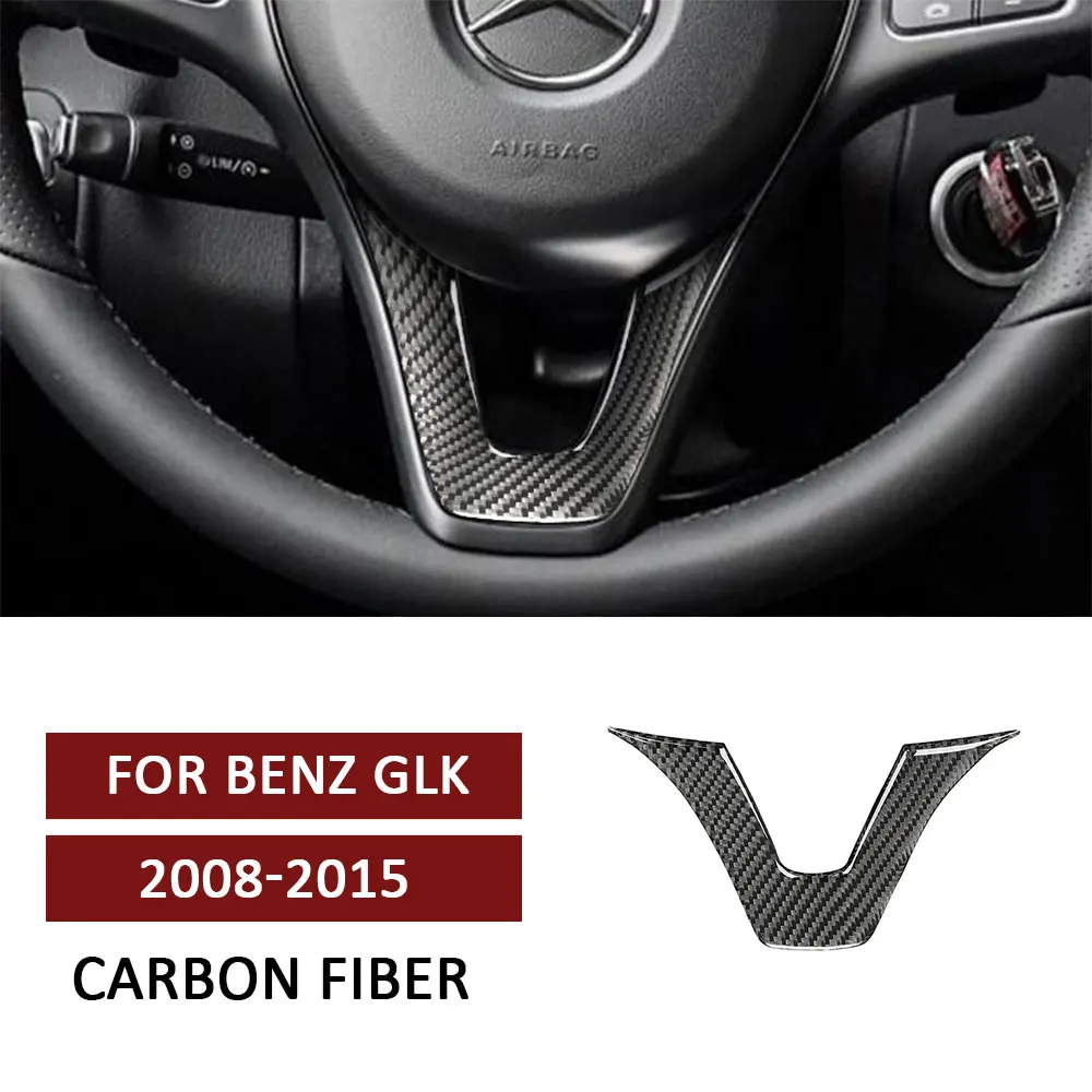 

Car Steering Wheel U-shaped Trim Sticker for Mercedes Benz GLK 2008-2015 Carbon Fiber Decal Cover Auto Interior Accessories