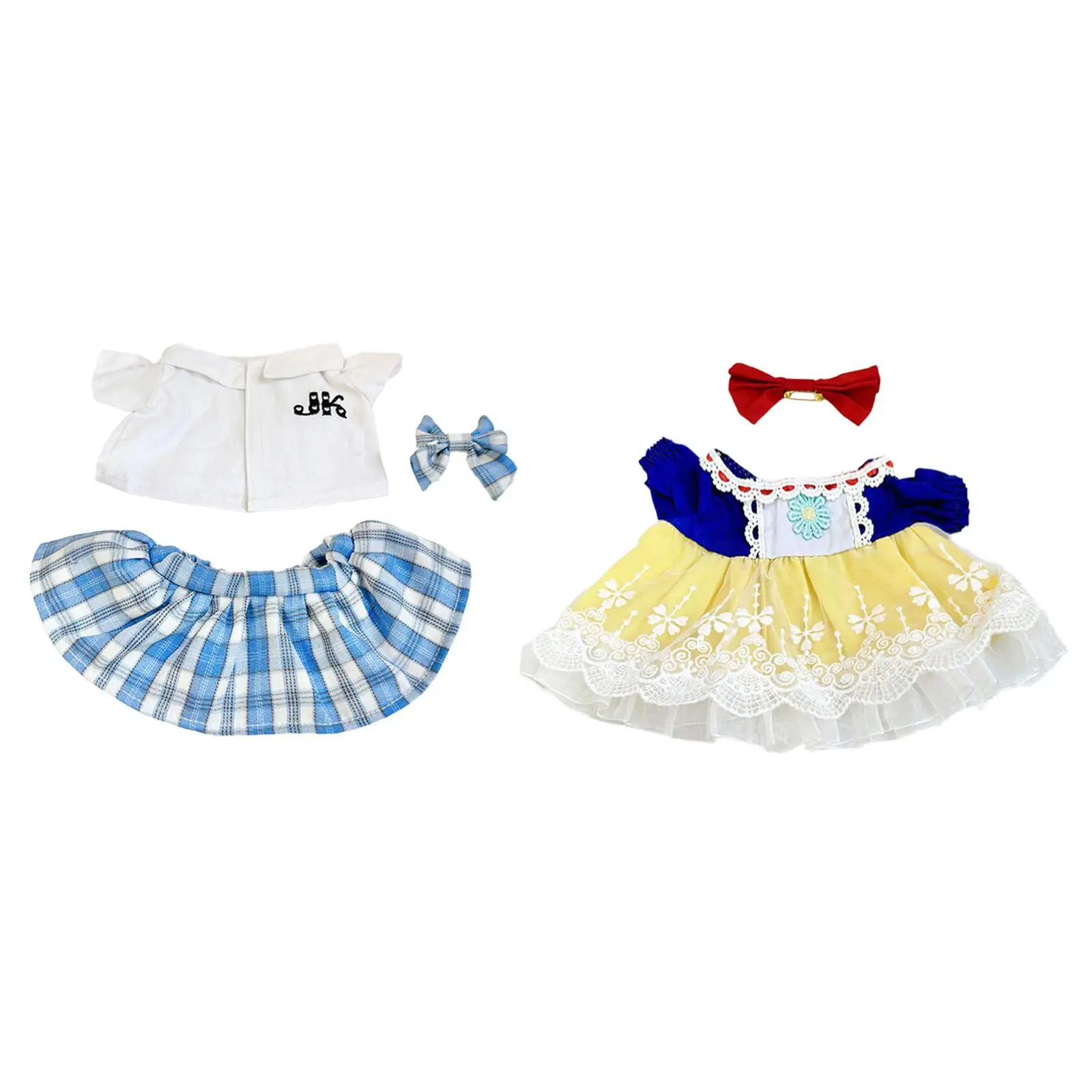 

Plush Doll Dress with Bow Fashion DIY Costumes Dress Up Your Own Dolls for Imagination 38cm Dolls Coordination Hands on