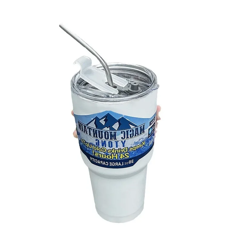 Bingba Cup 304 stainless steel insulated cold beer cup with straw car coffee cup7.14