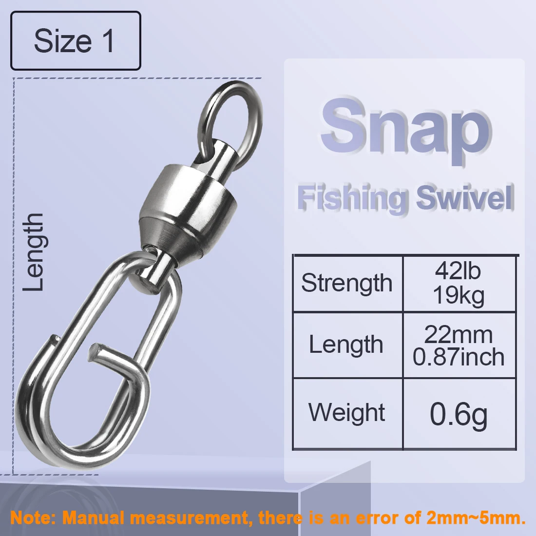 NONE FishTrip 25 Stück Fishing Snap Wirbel Kugellager Wirbel Clip Heavy Duty Salzwasserwirbel mit Karabiner Edelstahlwirbel 8