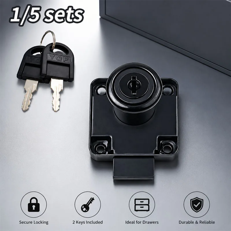 1/5 Set of Drawer Locks with Keys, Furniture Locks, Used for Bedside Tables, Wardrobes, Cabinets