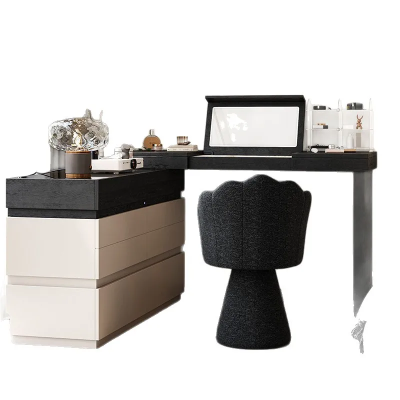 CX minimalist solid wood dressing table with a dresser cabinet integrated bedroom foot flip-top mirror vintage
