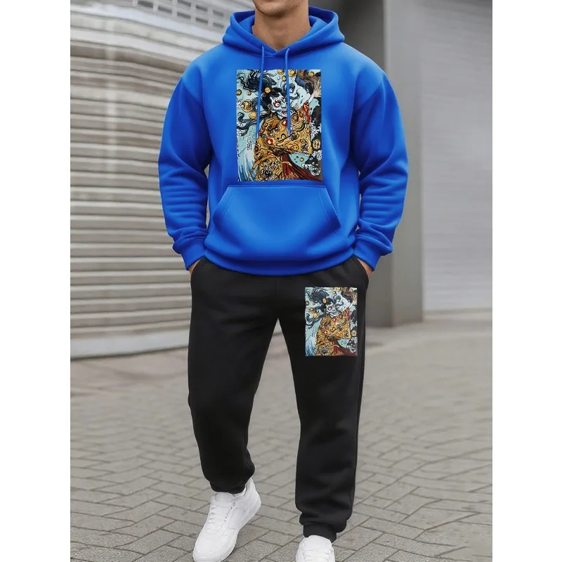 2025 mode hommes motif de crâne 3D imprimé automne hiver sweat à capuche et pantalon ensemble à la mode en plein air confort 2 pièces ensemble