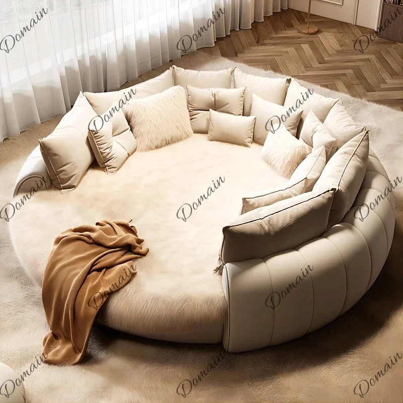 Aa  Designer Girls Modern Beds 200×180cm Luxury Italian King Size Bedroom Bed Double Loft Round Adults Cama Matrimonial Furnitur