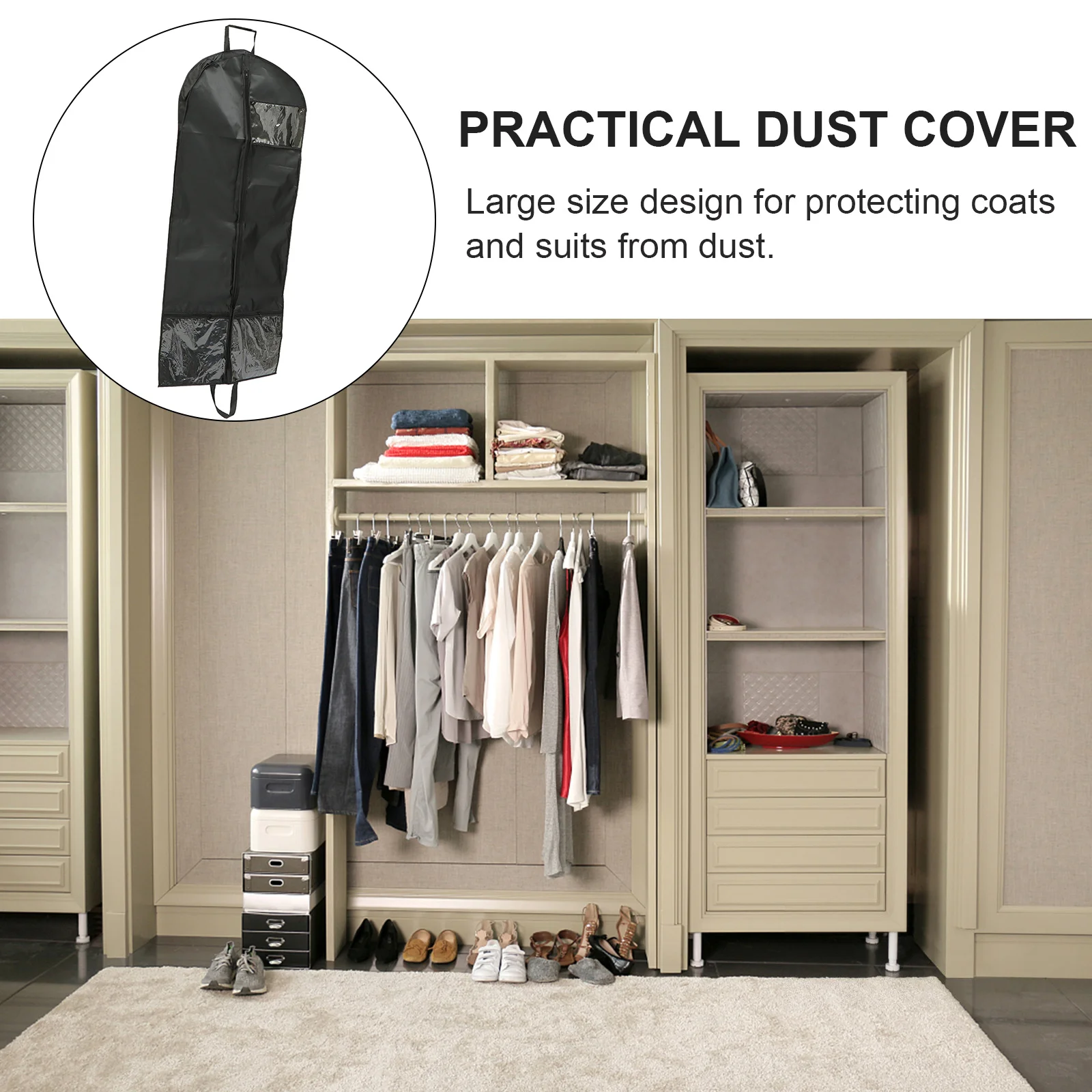 

1Pcs Garment Dust Cover Large Folding Clothes Bag Vertical Stereoscopic Design Reusable Washable Coat Suit Protector