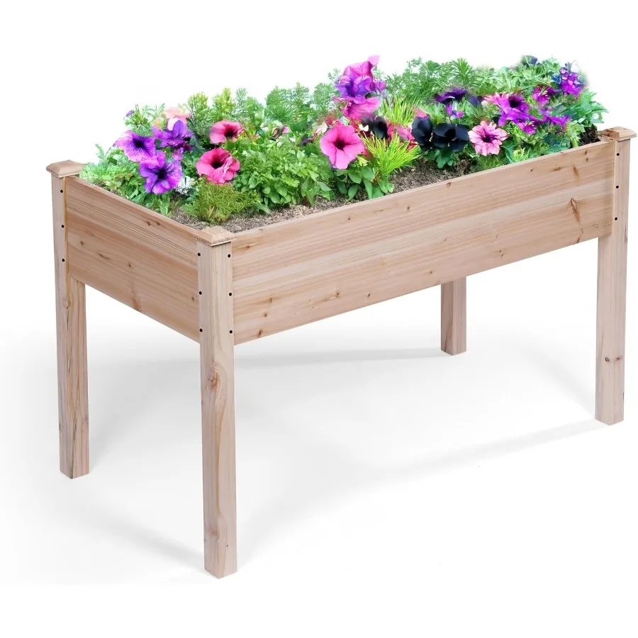 

Backyard Expressions Wooden Raised Garden Bed 48" x 24" x 30" Elevated Planter Box with Included Bed Liner Outdoor Vegetable Fl