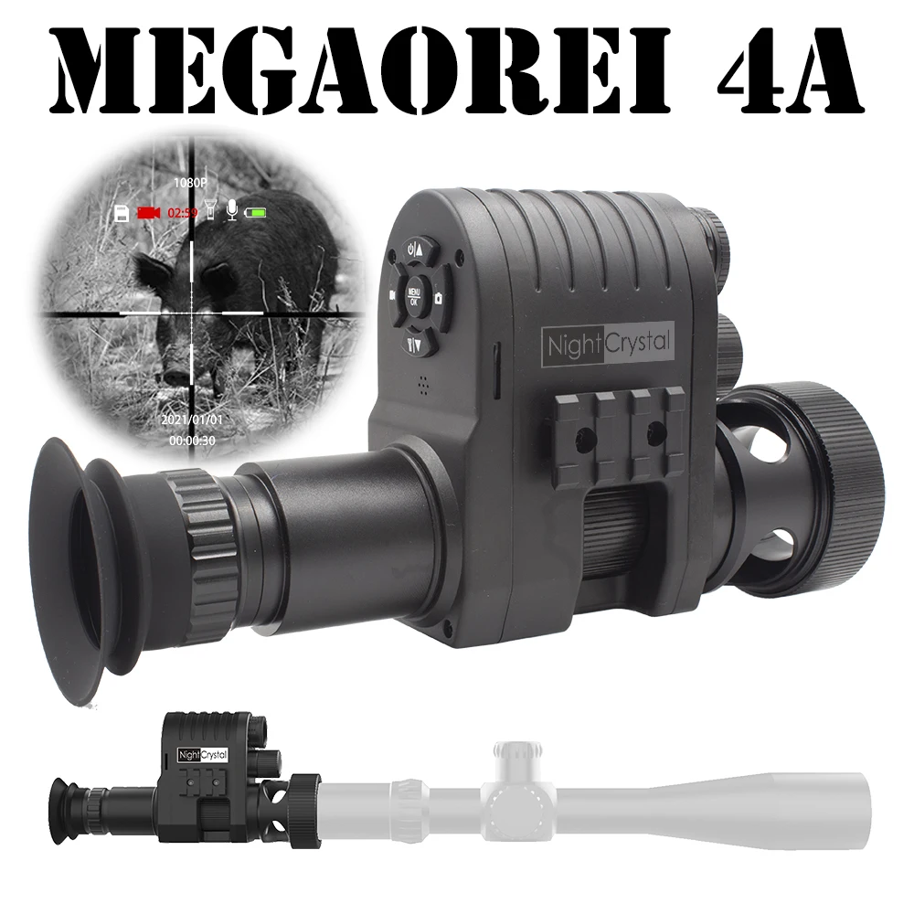 Megaorei 4A 1080P HD Monocular Night Vision Scope Infrared 4x Digital Zoom Hunting Telescope Outdoor 300yard in Darkness