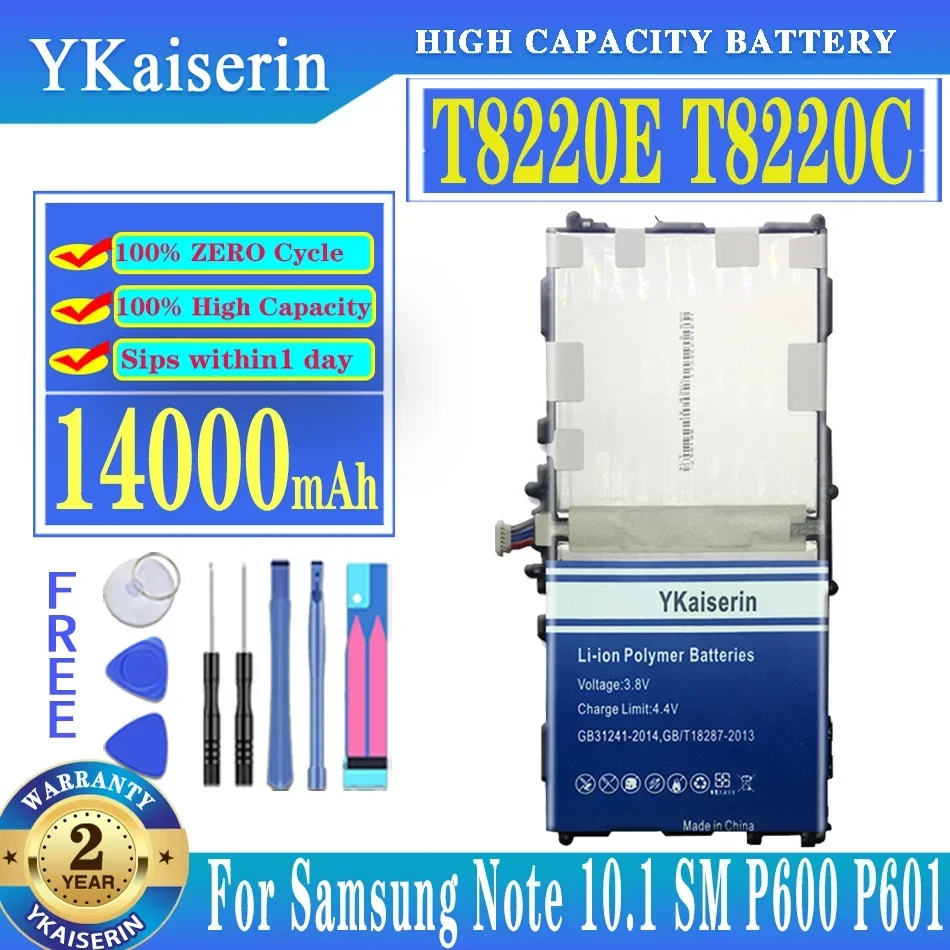 

Ykaiserin T8220E T8220C 14000mAh Battery For Samsung GALAXY Note 10.1 SM P600 P601 P605 P607 T520 T525 P602 Bateria