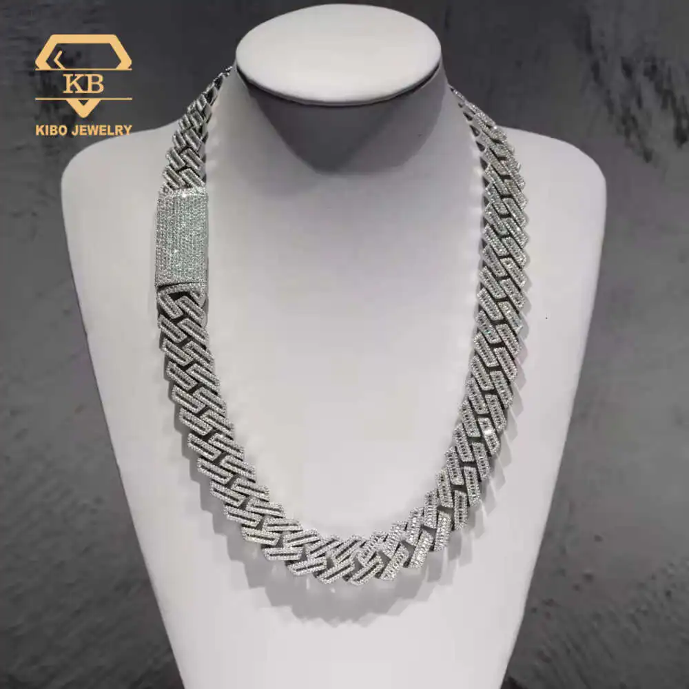 

20mm Luxury Diamond Hip Hop Jewelry 925 Silver Chains for Men Baguette Cut Moissanite Necklace Iced Out Cuban Link Chain