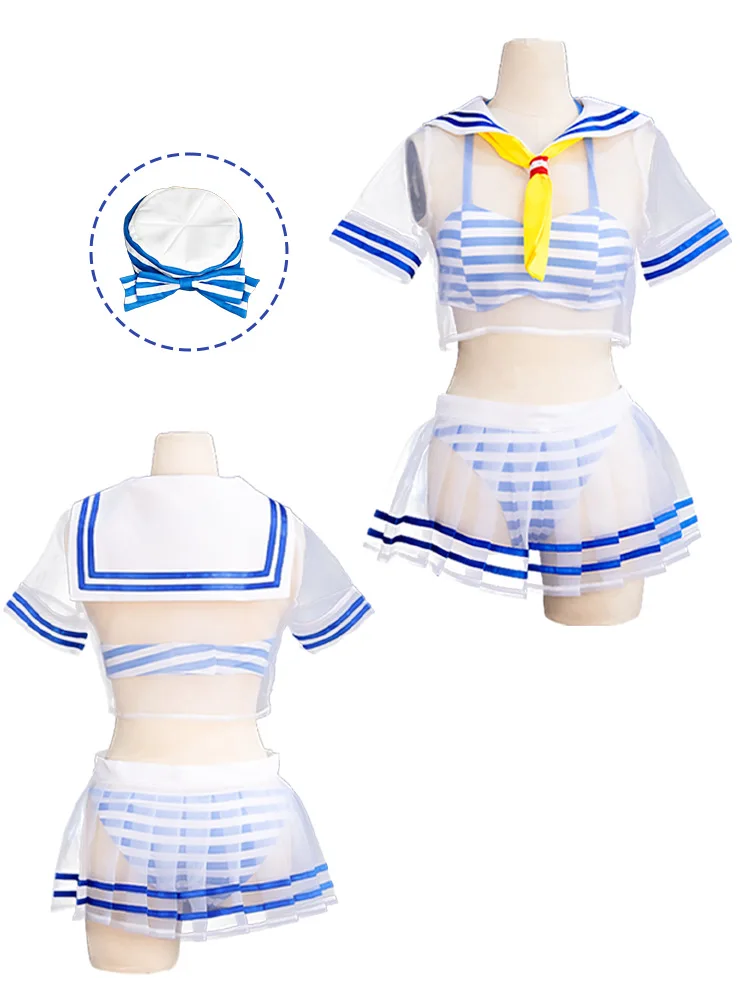 Re:Zero Rem Cosplay Costume - Cute Sailor Swimsuit & Swimwear Set for Anime Roleplay & Summer Party - view 4