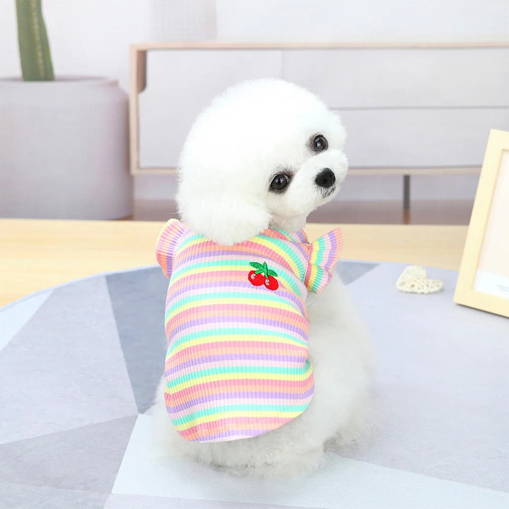 

2Pcs Dog Vest Adorable Printing No Buttons Easy Wear Pet Clothes Stylish Comfortable Puppy Outfit Summer Apparel Small Dress Dog