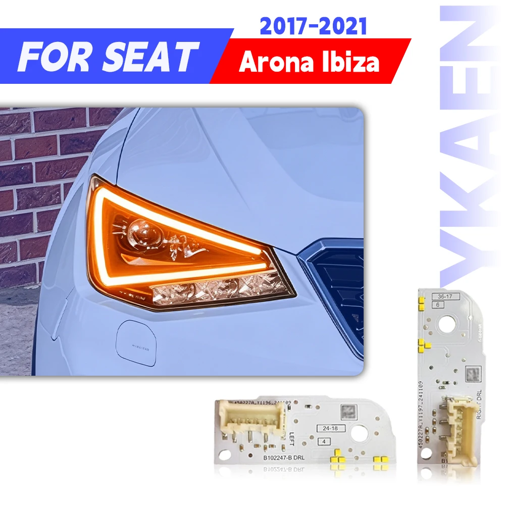 

Янтарно-белые ангельские глазки, модуль платы DRL для SEAT Ibiza Arona 2017-2021, светодиодные фары дневного света 6F0941475 6F0941476