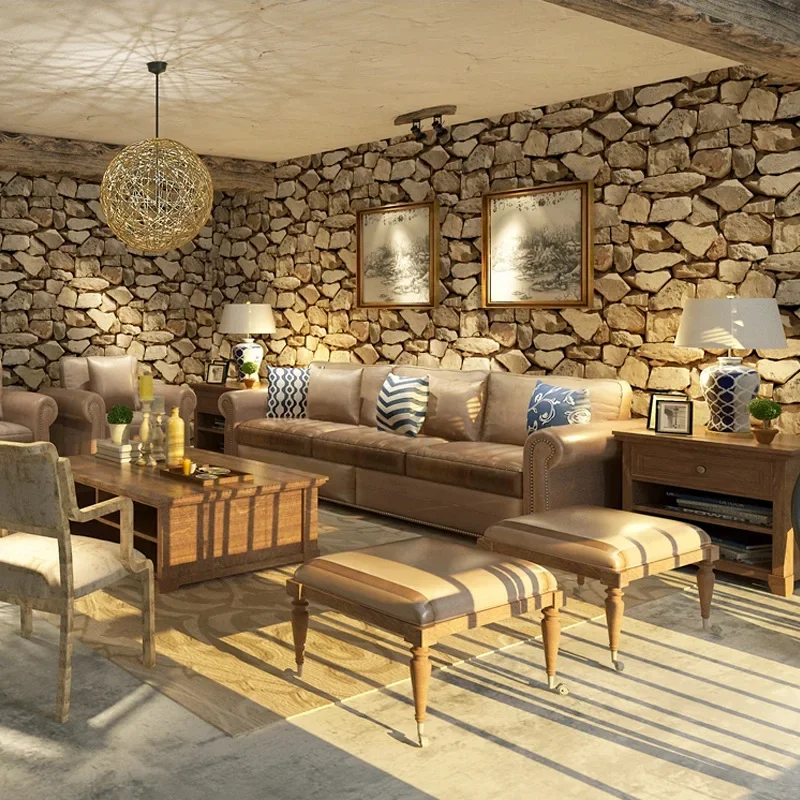 الرجعية الحنين شخصية الحجر نمط ثقافة الحجر خلفية بار فندق مقهى PVC ورق حائط من الطوب #3