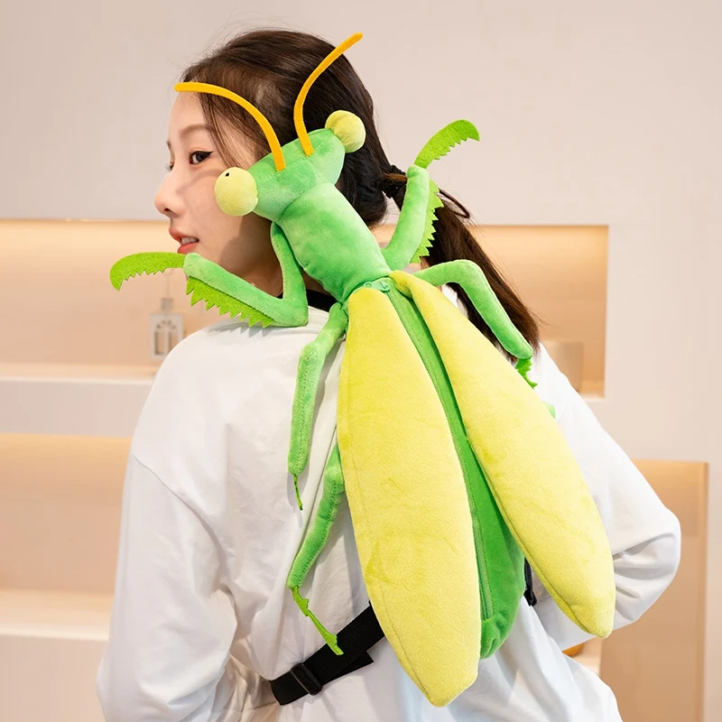 เช่นแมลงจริงกระเป๋าเป้สะพายหลัง Soft Dragonfly Mantis กระเป๋าสะพายคู่กระเป๋าสตางค์ Plush กระเป๋าจัดส่ง Creative Plushie ของขวัญวันเกิด