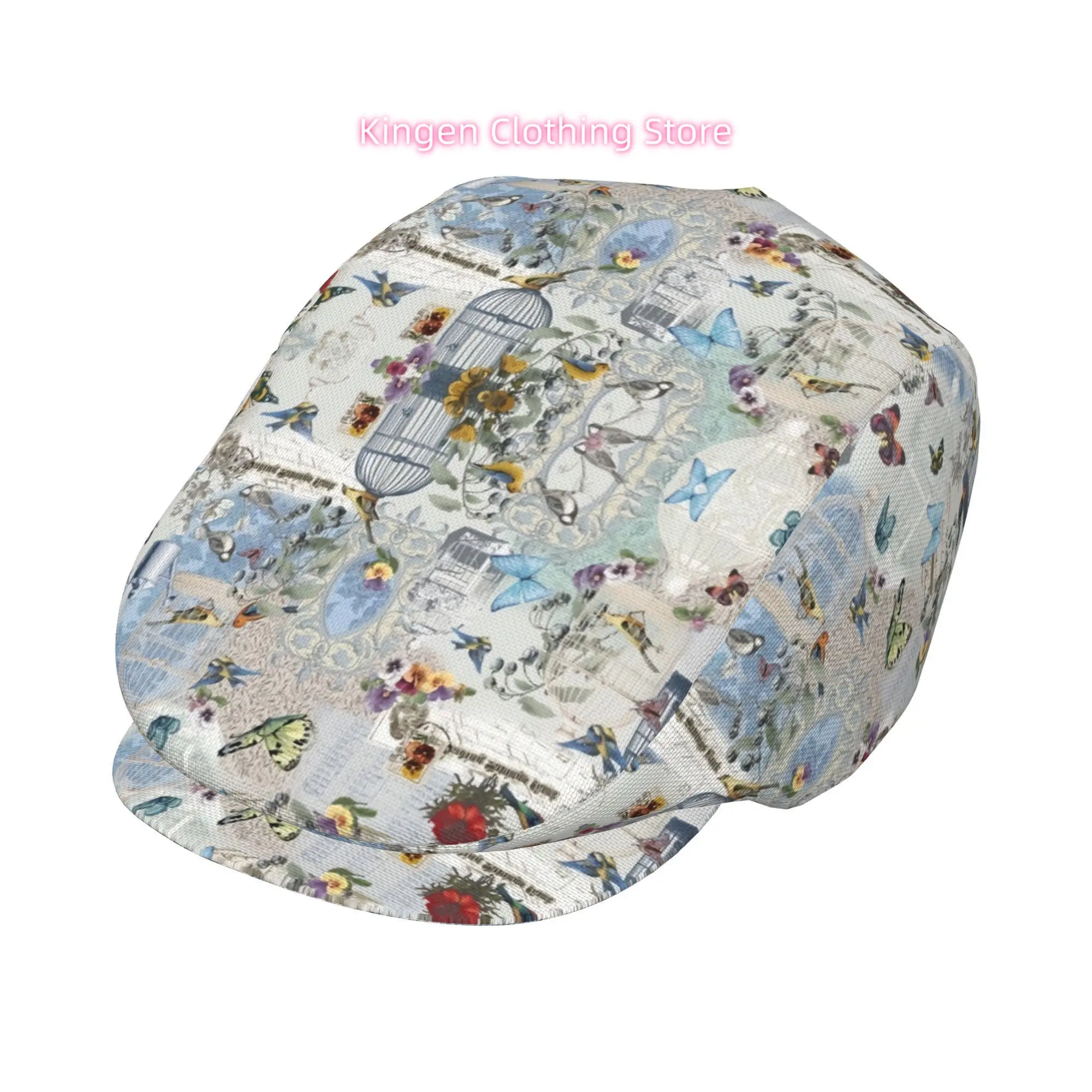 Birdsong and Flower Scent Letter Collection Men and Women Adjustable Flat Cap Newsboy Beret Ivy Cap Irish Cabbie Fishing Hats Fo