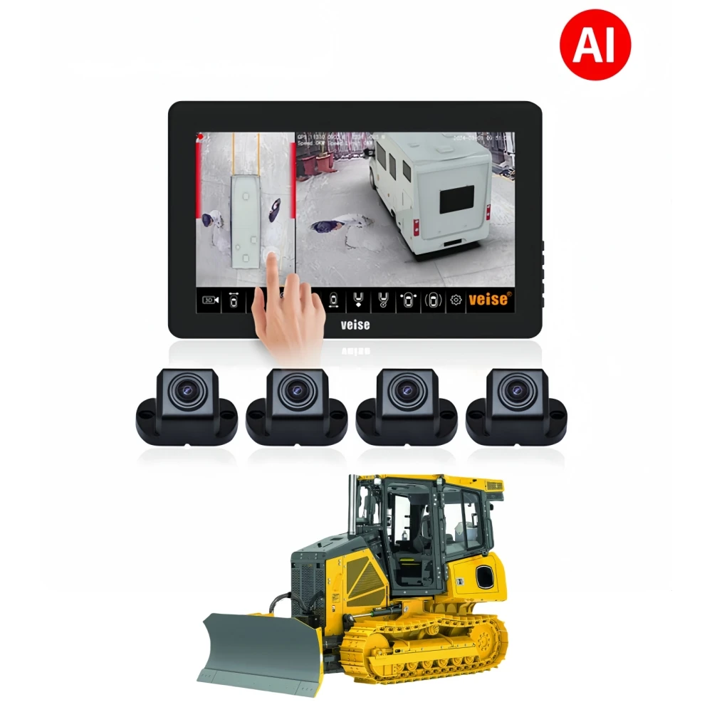 

360 Surround View Vehicle Backup Camera With Parking Recording For Bulldozers Excavator Grader Heavy Trucks Vans Trailers