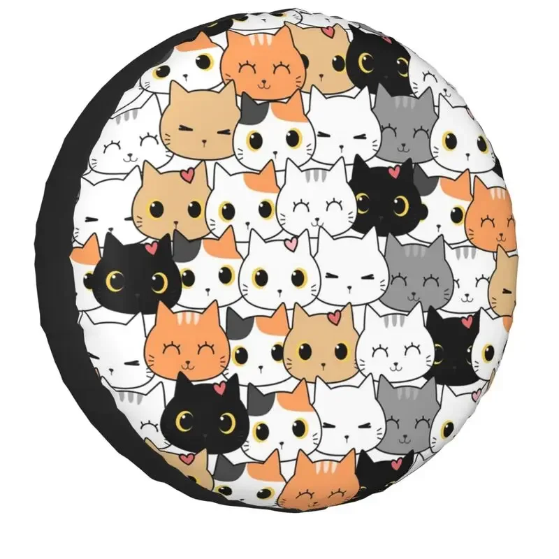 

Cute Kitten Cat Doodle Spare Tire Cover for Prado Pajero Jeep Cartoon 4WD 4x4 Trailer Car Wheel Protectors 14" 15" 16" 17" Inch