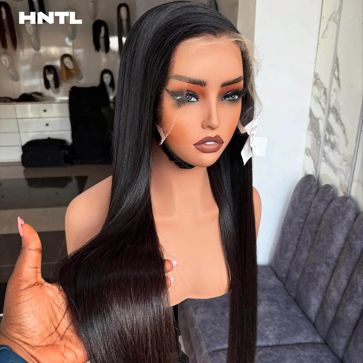 Silky Straight 13x6 HD Lace Front Wig Human Hair Natural Black 13x4 HD Swiss Lace Frontal Glueless Wig Pre Plucked Wear and Go
