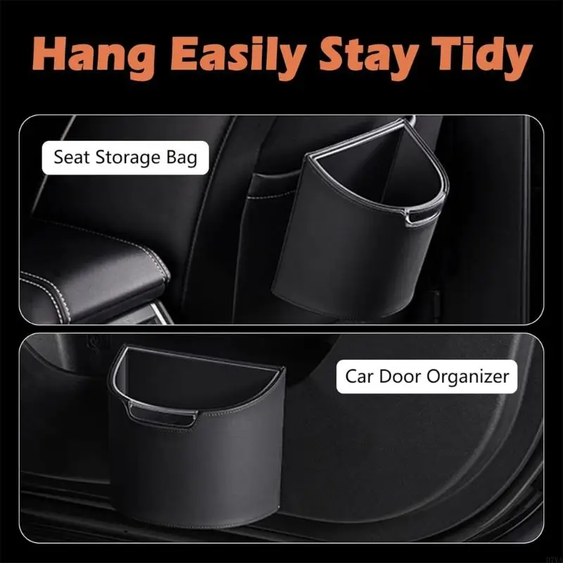 

Vehicle Waste Container Elegant Leather Exterior Easy to clean ABS Interior Not Spill Design Auto Interior Essential D7YA
