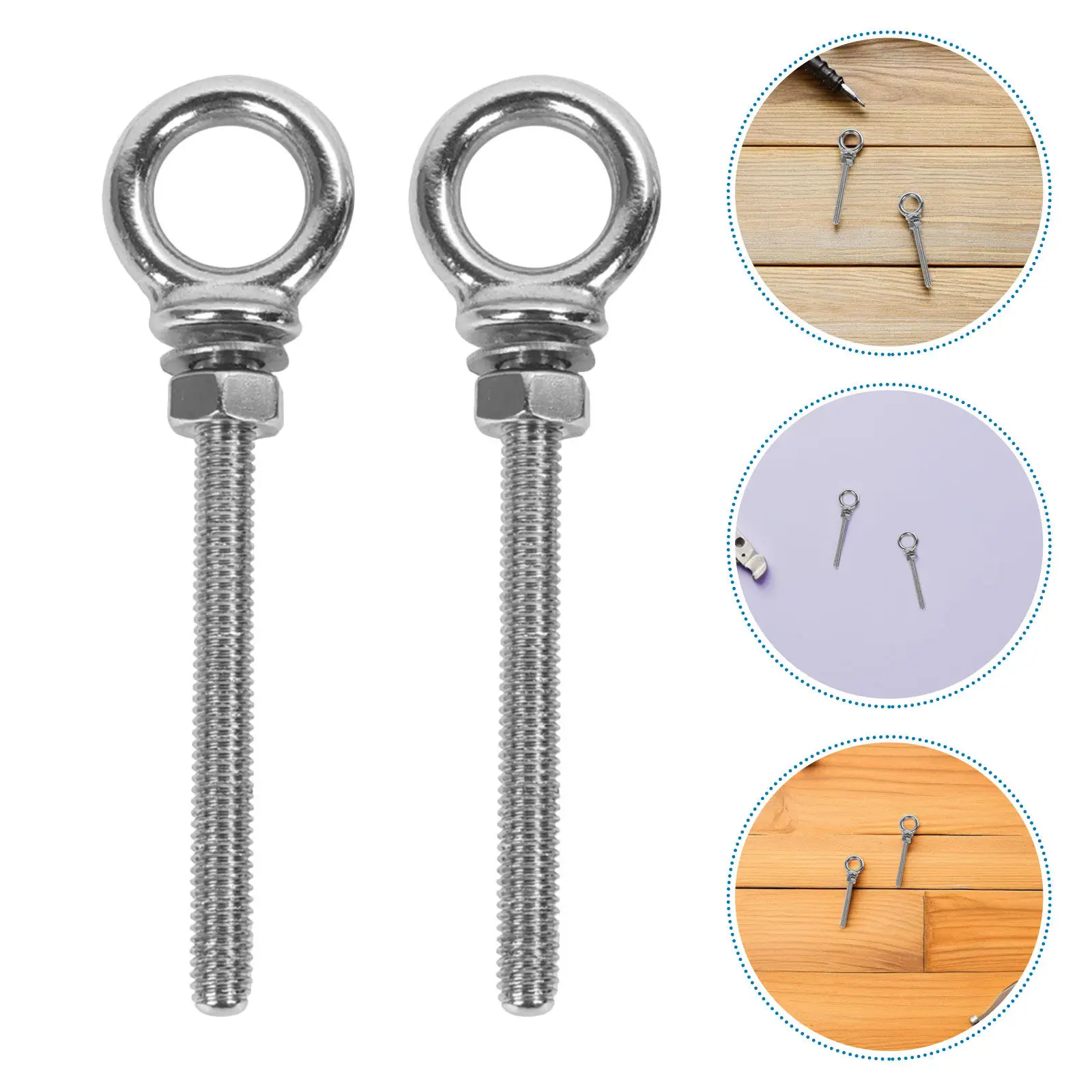 4Pcs Stainless Steel Eye Bolts Machinery Eye Bolt Anchors Heavy Duty Wall Fasteners Concrete Hanging Eyebolt Screw Hook