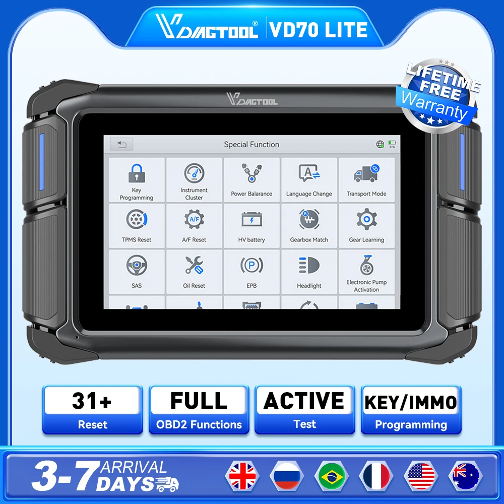 

Vdiagtool Vd70 Lite Automotive Scanner OE Full System Car Diagnostic Tools FCA/Bi-Directional Control /Can Fd Immo 31+Resets