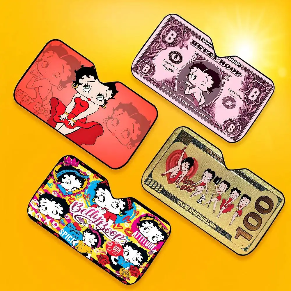 B-Betty Girl B-Boop Car Solar Protection Heated Windshield Sunshade Car Window Windscreen Cover Sun Shade Auto Sun Visor