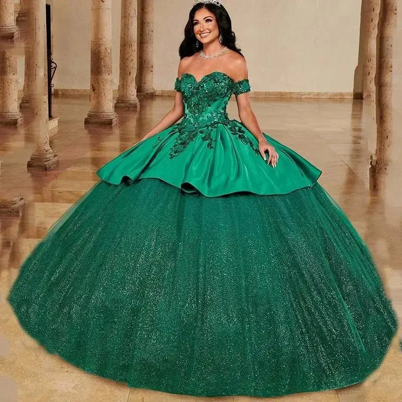 

Green Mexican Quinceanera Dress 2025 Red Princess Ball Gown Sequin Sweet 16 Dress Ruffle Layers Vestidos De 15 Años Quinceañeras