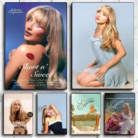 Fashion Singer Sabrina Carpenter Portrait Poster HD Art Sticky Wall Waterproof Home Living Room Bedroom Bar Aesthetic Decoration