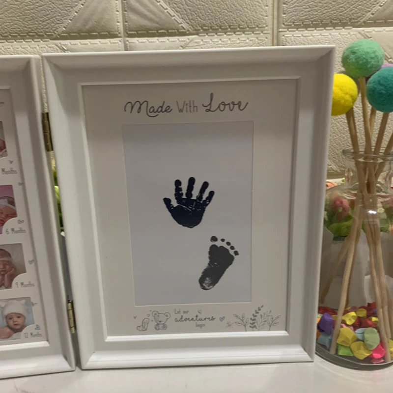 Book Style Baby Weekly Children 12 Months Growing Handprints Footprints Photo Frame