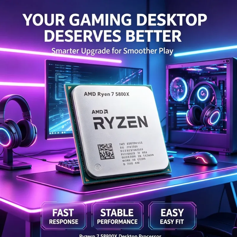 AMD Ryzen 7 5800X AM4 Socket High‑Frequency Desktop CPU 8‑Core 16‑Thread 32MB L3 3.8‑4.7GHz 7nm Without Cooler