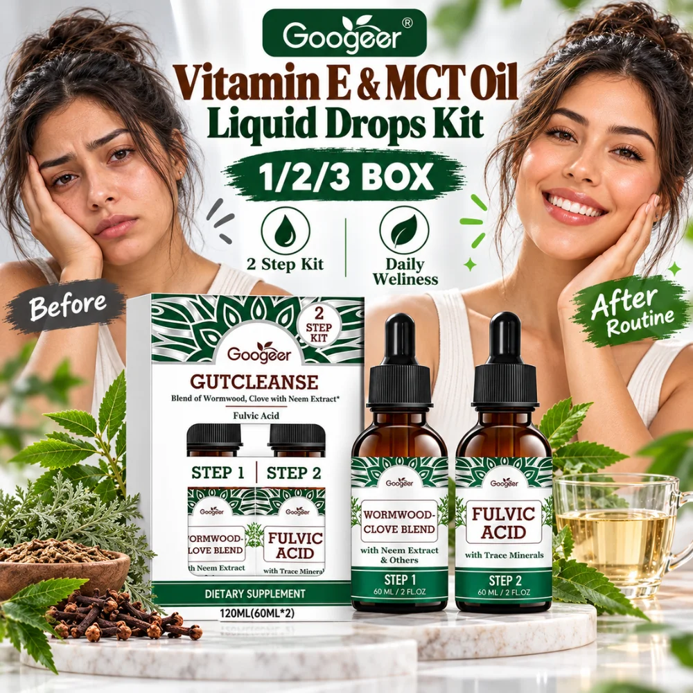 D-Tocopherol Vitamin E Drops with MCT Oil 120ml Two Bottle Liquid Supplement Kit for Direct Intake or Mixing with Drinks Daily