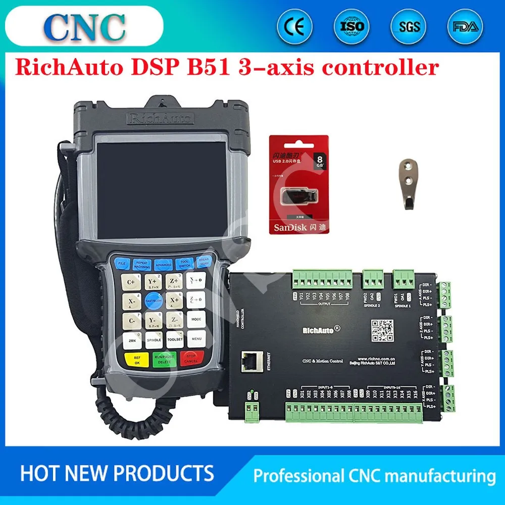 

Offline 34-axis CNC system RichAuto DSP B51 B55 B57 B58 B517 B581 Handheld Motion Control System Engraving Machine Controller