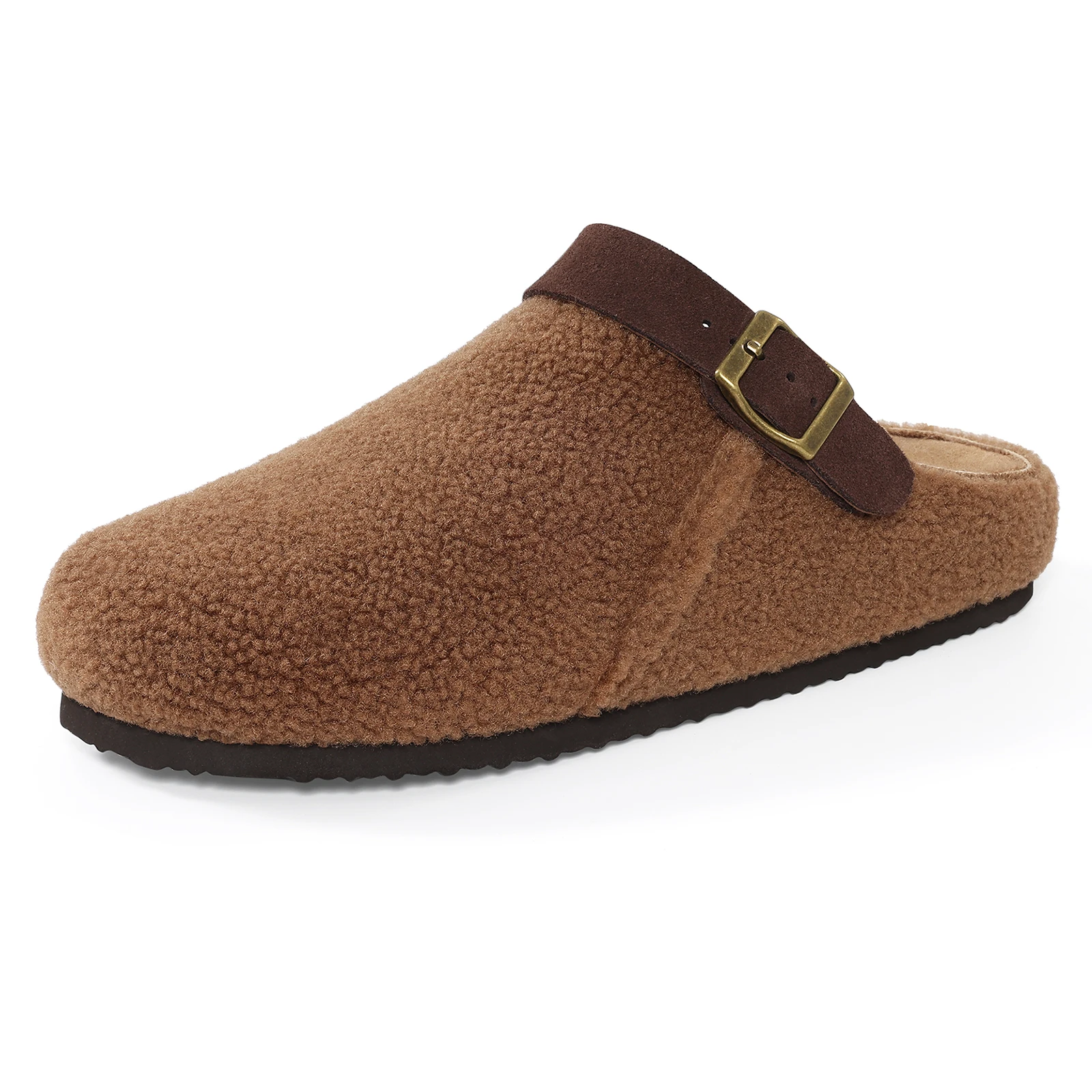 Litfun Women's Winter Fluffy Slippers With Arch Support, Anti-Slip Indoor Outdoor Slides, Adjustable Buckle_voghion.com