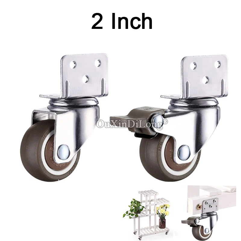 

4PCS 2'' Heavy Universal Wheel Rubber Mute Furniture Casters for Table/Hand Trolley/Shopping Cart/Industrial Equipment Load 90KG