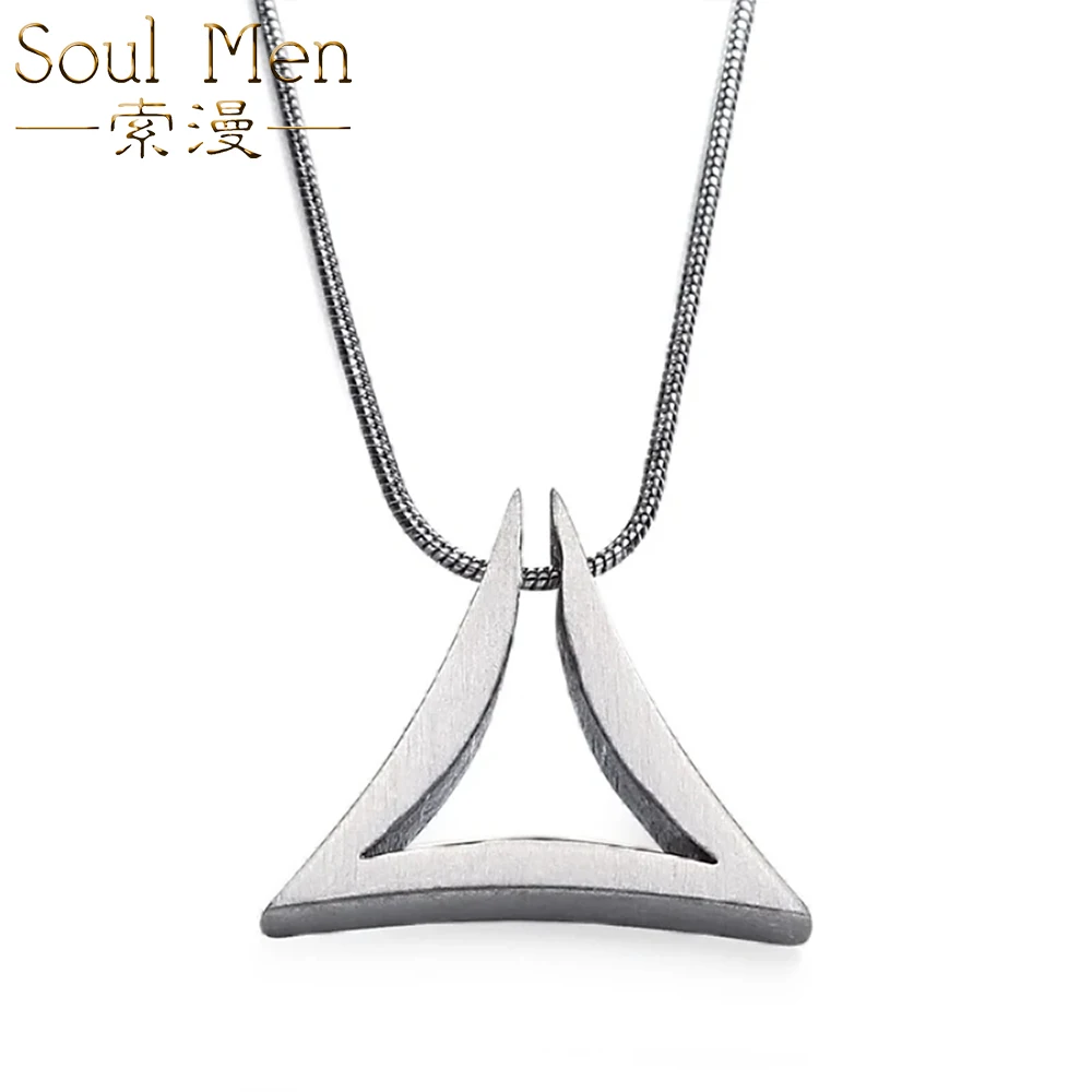 Soul Men 100% Pure Titanium Pendant Necklace For Women Geometric Rhombus High Polished & Brushed Special Stylish Jewelry