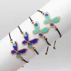 BLUESTAR Woven Rope Miyuki Seed Beads Bracelet Butterfly Panda Bracelet Simple Handmade Friendship Bracelet for Women Gifts