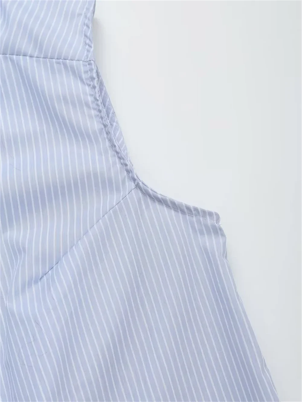 قميص قصير بدون أكمام مخطط بتطريز مجوف بطية صدر من PB & ZA ، ملابس نسائية ، جديد ، خريف ، من من من الخارج