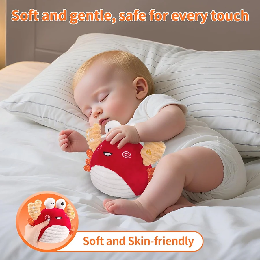Baby Toys 0-6 Months – Crawling Dancing Bouncing Musical Learning Plush Crab Baby Crawling Musical Interactive Toys for Baby