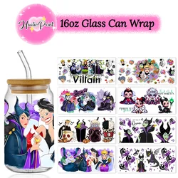 Villain Queen UV DTF Wrap For 16oz Libbey Glass Can Halloween DIY Libbey Glass Can UV DTF Transfer Senior 3D Sticker Bad Witches