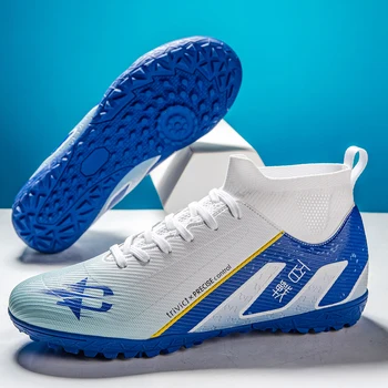 남자 축구화 AG/TF 어린이 축구화, 청소년 축구 필드 부츠, 편안한 운동 훈련 클릿 풋살 스니커즈 
