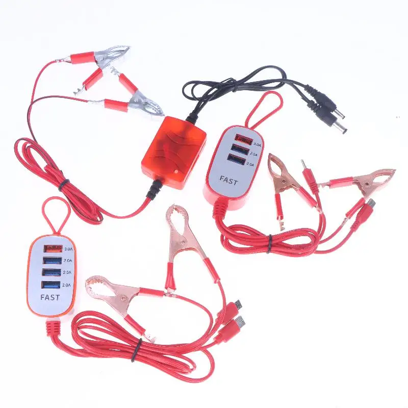 New 1Pcs Hanging Rope 3/4USB Clip Charging With Crocodile Clip Two End Outlet Electric Vehicle Battery Charger