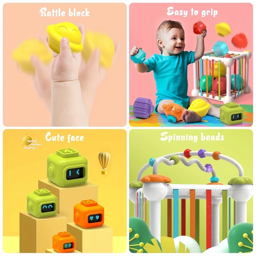 Shape Classification Cube Toy For 6 Months+ Baby, Sensory Toy For 12 Months Baby, Montessori Toddler Toy For 1-2 Years Old Baby,