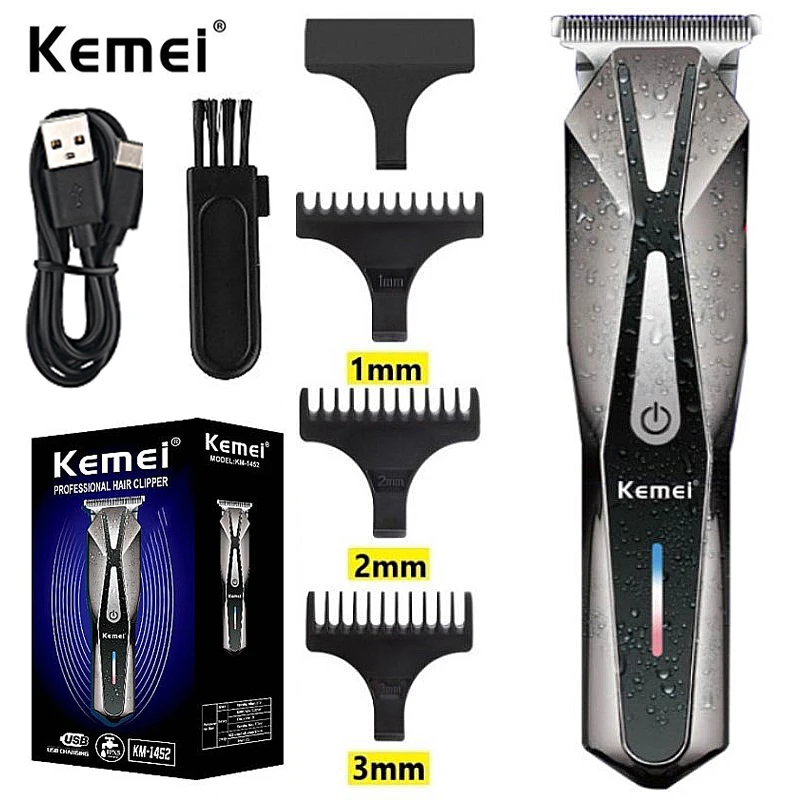 

Kemei-1452 Rechargeable Hair Clipper Professional Electric Hair Trimmer for Men Barber Hair Cutting Machine Cordless Beard Shave