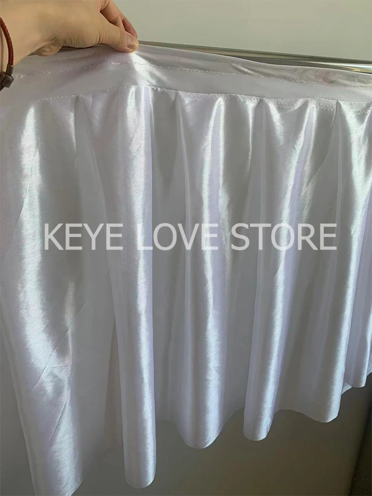 White Pleated Table Skirt Wedding Backdrop Curtains for Table Clothes Table Cover Wedding Stage Table Skirting for Event Party