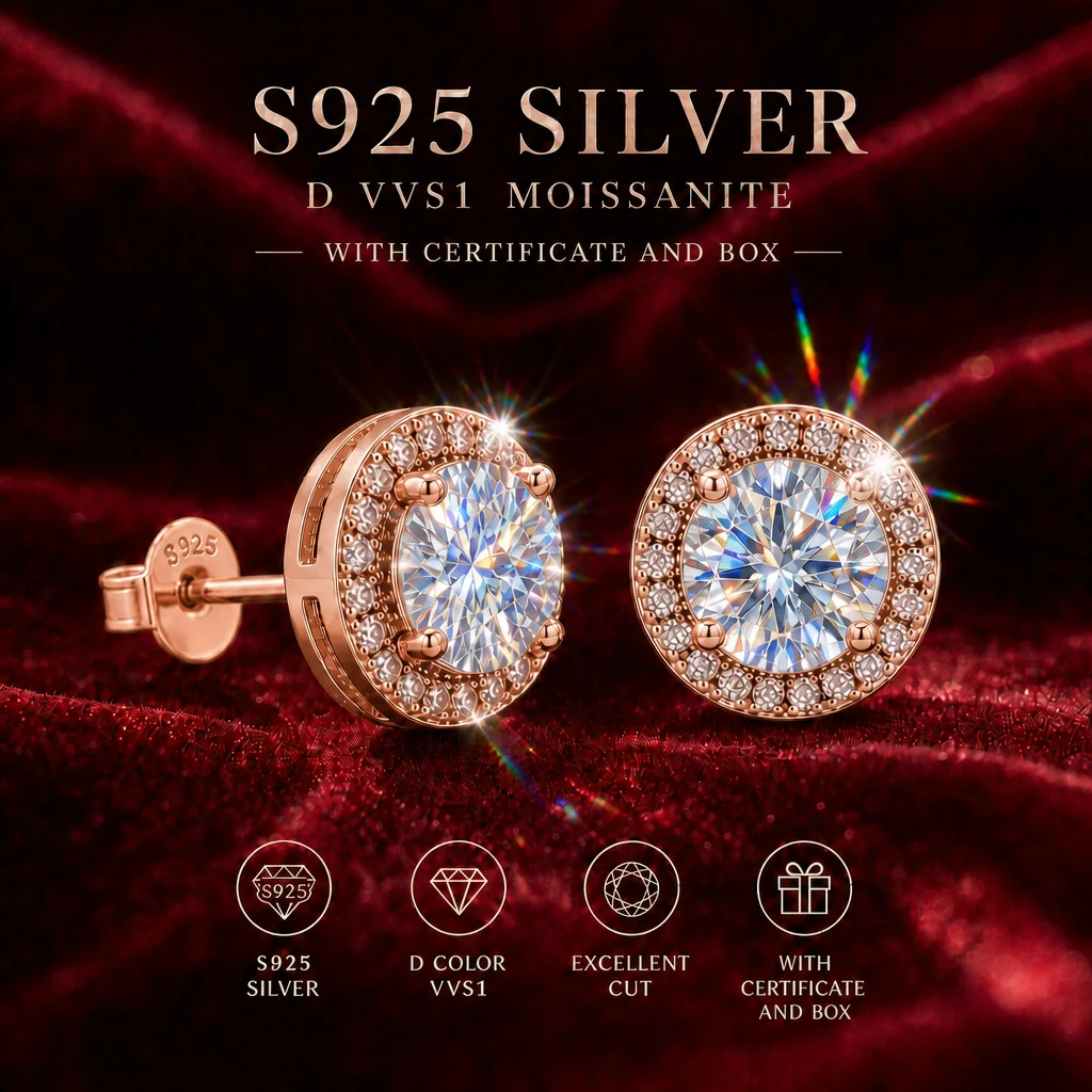 Roségoldfarbene D VVS 18K Gold 1,0ct Moissanit-Ohrringe 925 Silber Mit GRA-Zertifikat Modischer Stil Besteht Diamanttest mit Teststift – Detail 2