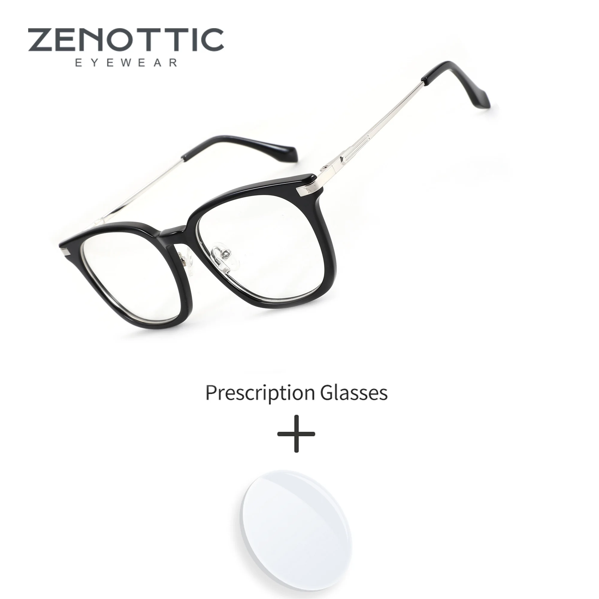 ZENOTTIC L Size Square Acetate For Gentleman Prescription Glasses Multifocal Progressive Blue Light Blocking Eyeglasses