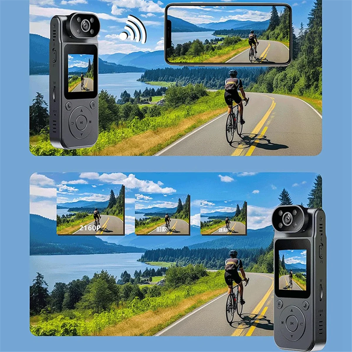 Durable 1080P Protable Digital Camera with Rotatable Lens Sports Camera Voice Recorder Bodycam for Journalists and Adventurers,A