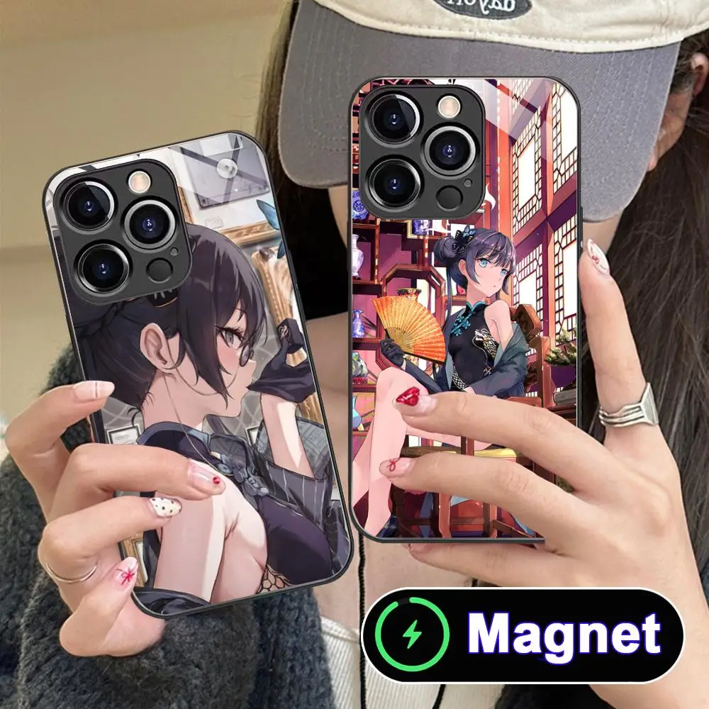 

Blue Archive Ryuuge Kisaki Phone Case for iPhone 17 16 15 14 13 12 11 Air Pro Max Plus Mini Glass Magnet Cover