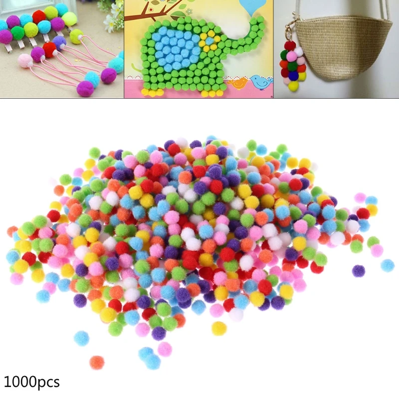 1000 pompones redondos suaves y esponjosos para manualidades, bolas colores mezclados, pompones 10mm para manualidades DIY